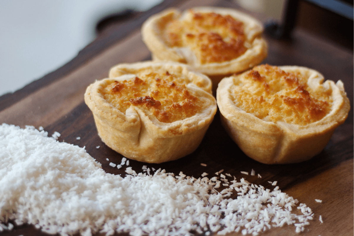 COCONUT TARTS by Peter Kuruvita <br><h6>These deliciously sweet and sticky coconut tarts are incredibly easy to whip up with store-bought sweet tart cases. Perfect with a cup of tea!</h6>