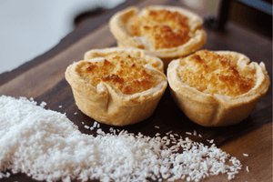 COCONUT TARTS by Peter Kuruvita <br><h6>These deliciously sweet and sticky coconut tarts are incredibly easy to whip up with store-bought sweet tart cases. Perfect with a cup of tea!</h6>