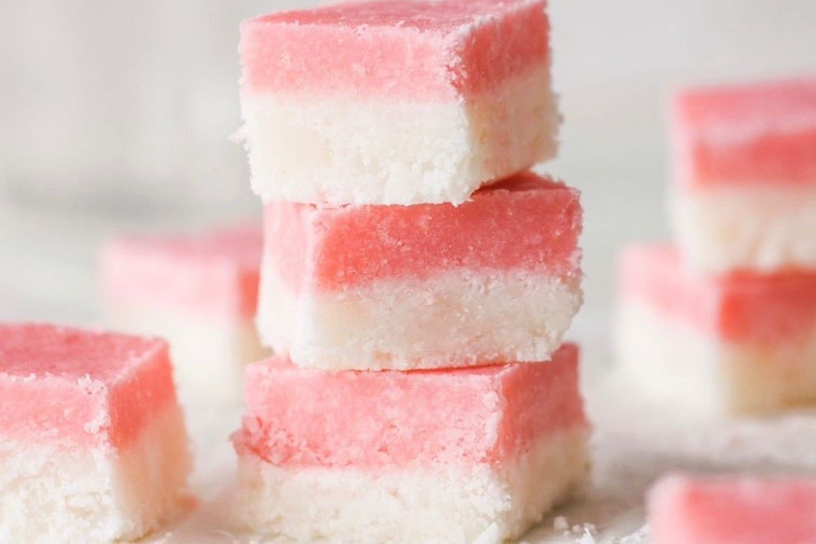 COCONUT ICE <h6>A simple no-cook coconut sweet with just 3 ingredients.<h6/>