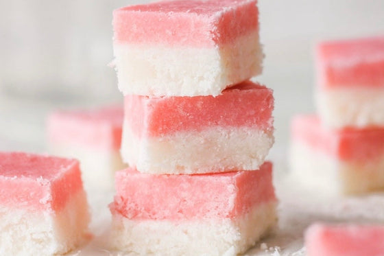 COCONUT ICE <h6>A simple no-cook coconut sweet with just 3 ingredients.<h6/>
