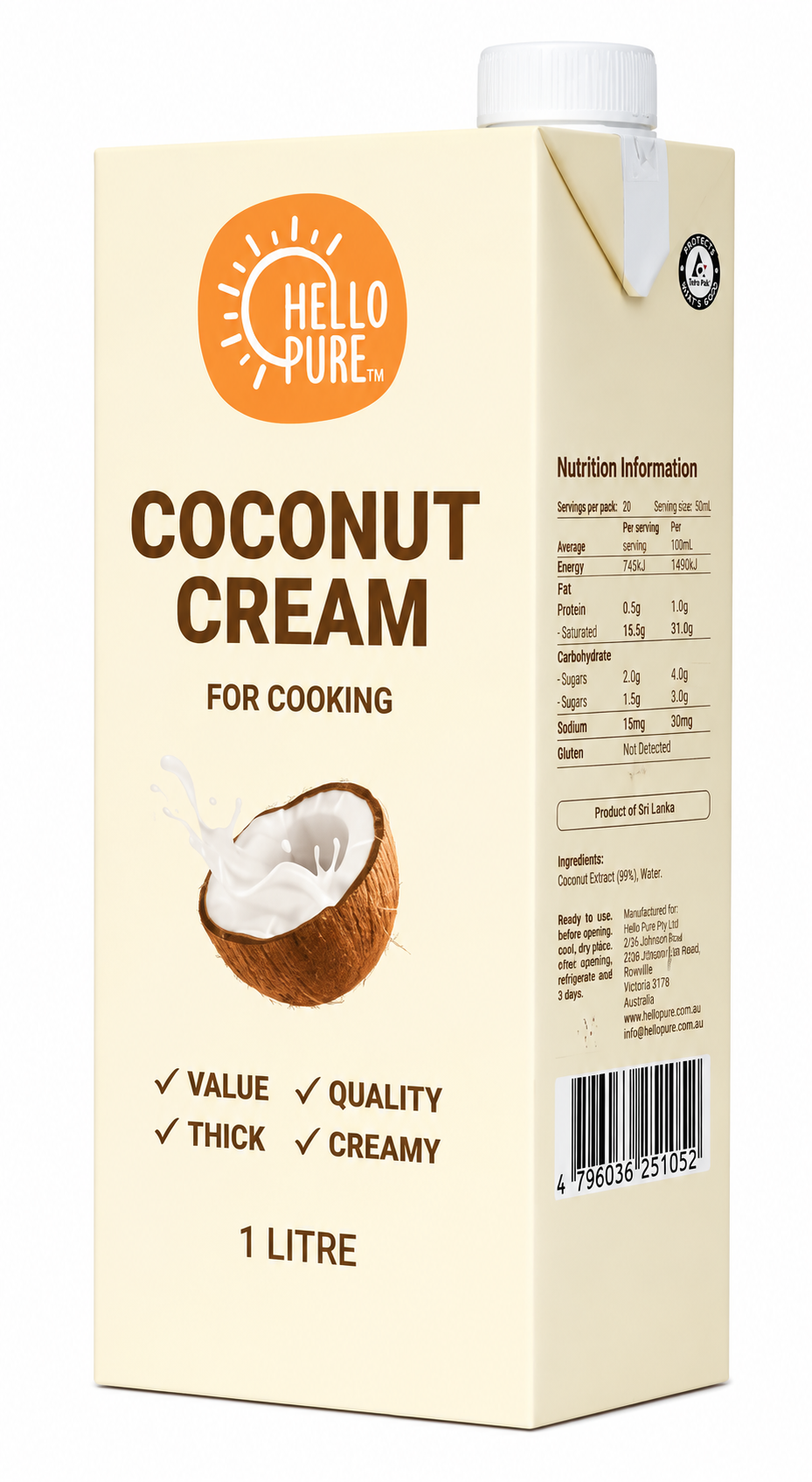 shan Coconut Cream – 1Lt Tetra Pak